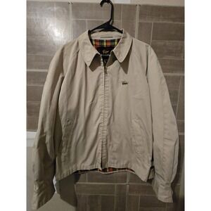 Vtg Alligator Gator HARRINGTON Jacket Size 44R Large Tan Beige W/ Plaid Lining